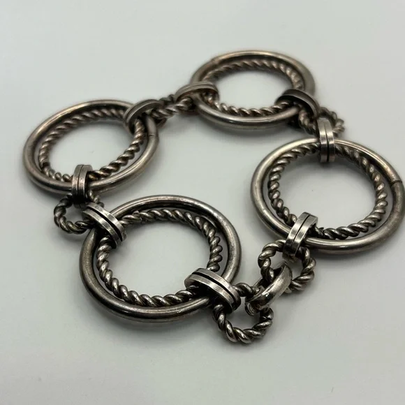 Grosse Germany heavy sterling silver round link twisted chain bracelet vintage